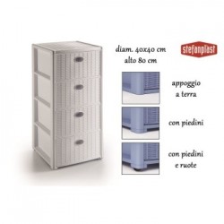 Cassettiera 4 Cassetti bianco Elegance cm 40x40xh80