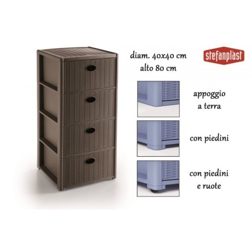 Cassettiera 4 Cassetti tortora Elegance cm...