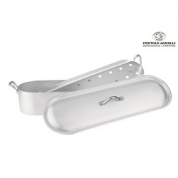 Pentole Agnelli 'Family Cooking Alluminio', Pesciera con coperchio e griglia 45 x 15,2 cm	