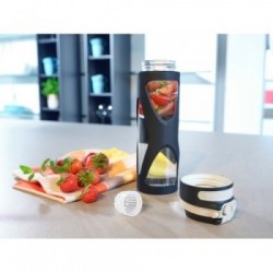 LEIFHEIT 03254 borraccia 600 ml Uso quotidiano, Fitness, Sport Nero, Trasparente Vetro, Polipropilene (PP), Silicone