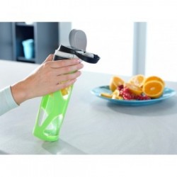 LEIFHEIT 03260 borraccia 600 ml Uso quotidiano, Fitness, Sport Nero, Verde, Trasparente Vetro, Polipropilene (PP), Silicone