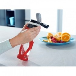 LEIFHEIT 03256 borraccia 600 ml Uso quotidiano, Fitness, Sport Nero, Rosso, Trasparente Vetro, Polipropilene (PP), Silicone