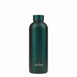 PURO WB500DW2GRN borraccia 500 ml Bicicletta, Uso quotidiano, Fitness Verde, Metallico Acciaio inossidabile