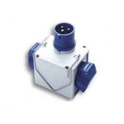Adattatore industriale doppio CEE 2P+T 16A CEE blu 2P+T 16A CEE blu (2 uscite) 200-250 V Blu/bianco 73110