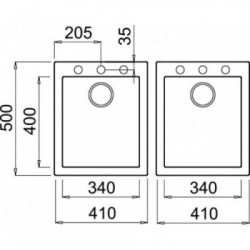 Elleci LKQ20095 - Lavello quadra 200, 2V, CHAMPAGNE, 95