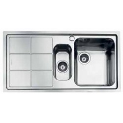 Foster 1366 061 - Lavello, 2 Vasche + Gocciolatoio, Filotop, Inox Spazzolato, 340 x 400 mm