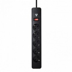 V7 Stabilizzatore di tensione a 5 prese Schuko casa/ufficio, cavo di 1,8 m, 1050 joule, nero