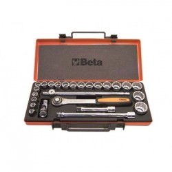 Cassetta completa con assortimento chiavi a bussola e cricchetto Acciaio cromato - 920B/C20