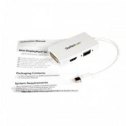 StarTech.com Adattatore Mini DisplayPort a HDMI, DVI & VGA - Convertitore mDP per macbook 3 in 1 - bianco