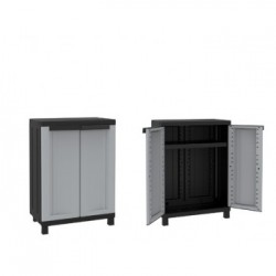 Armadietto basso doppia anta 68 x 39 x h.91,5 cm Resina Termoplastica alta resistenza Grigio/Nero Twist Black