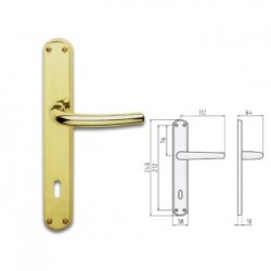 Coppia maniglie per porta con placca P70 Q8 Ottone Cromo satinato Milena