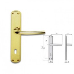 Coppia maniglie per porta con placca P70 Q8 Ottone Ottone lucido verniciato Milena