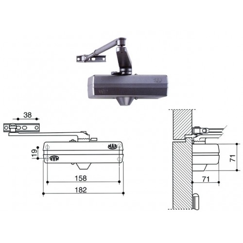 Chiudiporta aerodinamico colore argento per...