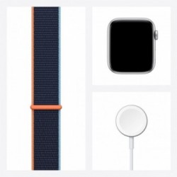 Apple Watch SE GPS + Cellular, 44mm in alluminio argento con cinturino Sport Loop Deep navy