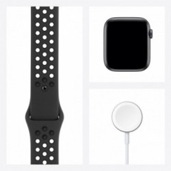 Apple Watch Nike SE GPS, 44mm in alluminio grigio siderale con cinturino Sport Nike Antracite/Nero