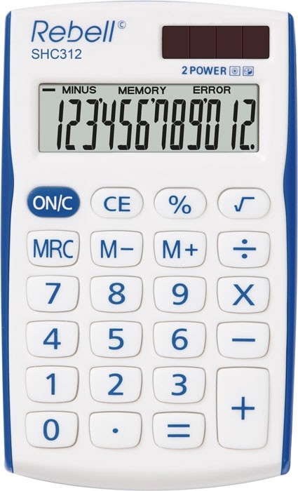 Rebell SHC312 calcolatrice Tasca Calcolatrice di base Blu, Bianco