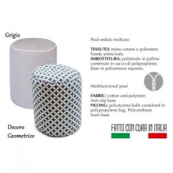 POUF GRIGIO SEDUTA CM.40X50