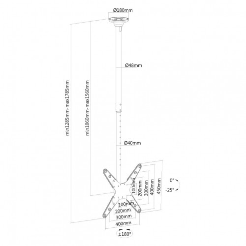 Newstar Supporto da soffitto per schermi...