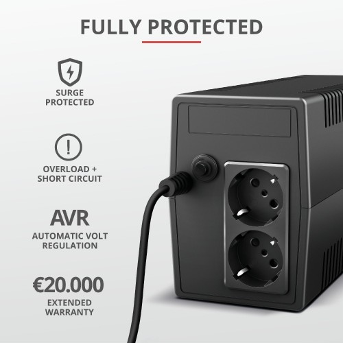 Trust Paxxon 800 VA 480 W 2 presa(e) AC