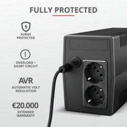 Trust Paxxon 800 VA 480 W 2 presa(e) AC