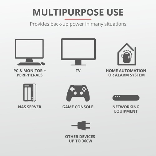 Trust Paxxon 800 VA 480 W 2 presa(e) AC