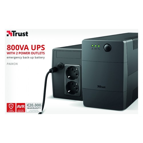 Trust Paxxon 800 VA 480 W 2 presa(e) AC