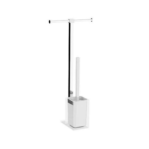 Colonnina portarotolo e scopino Wc Cromato-Bianco