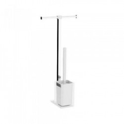 Colonnina portarotolo e scopino Wc Cromato-Bianco
