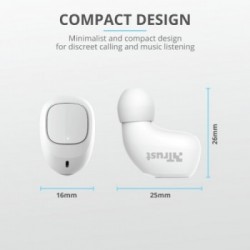 Trust Nika Compact Cuffia Auricolare Bluetooth Bianco