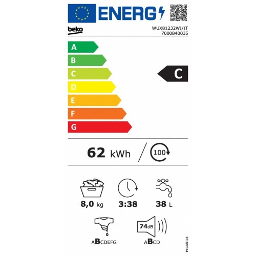 Beko WUX81232WI/IT - Lavatrice a Carica...