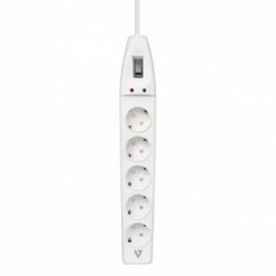 V7 Stabilizzatore di tensione a 5 prese Schuko casa/ufficio, cavo di 1,8 m, 1050 joule, bianco