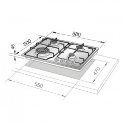 DeLonghi IF 46 ASDV SP N - Piano Cottura a Gas, 4 Fornello(i), 58 cm