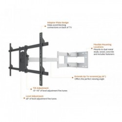 Multibrackets 6874 Supporto TV a parete 190,5 cm (75") Nero, Bianco
