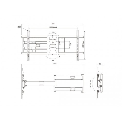 Multibrackets 6874 Supporto TV a parete 190,5...