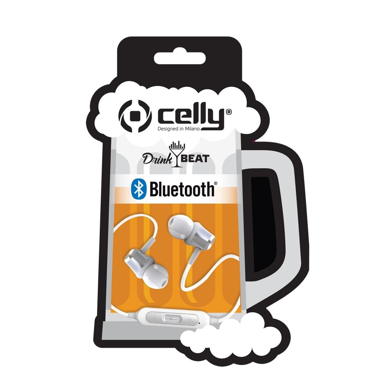 Celly DRINKBHBEERWH cuffia e auricolare Bluetooth Bianco