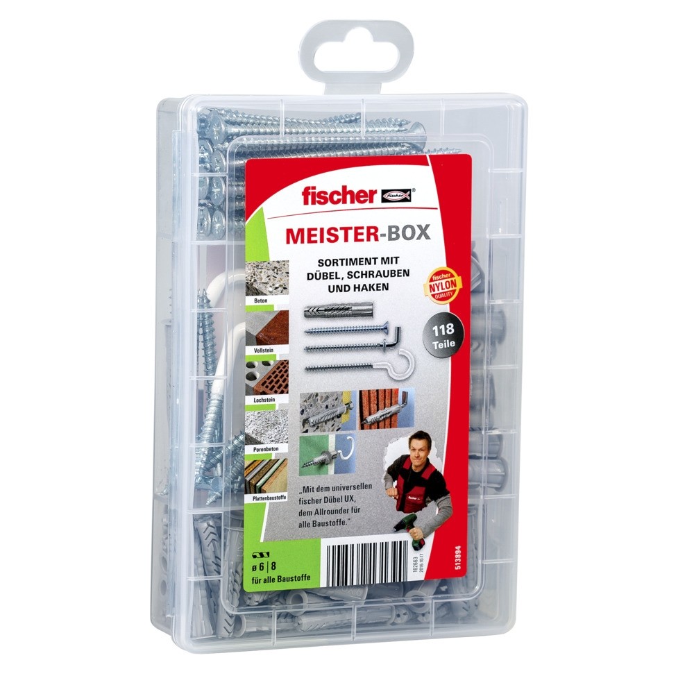 Fischer MEISTER-BOX UX 75 pz Kit di viti e tasselli a muro