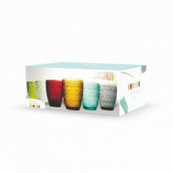 Villa D'Este Home Tivoli 'Mexico', Set 6 Bicchieri Acqua 280 ml, Colori Assortiti