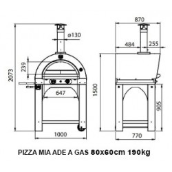Pizza Mia - Forno a Gas Ade, 80X60, Tetto Inox 304