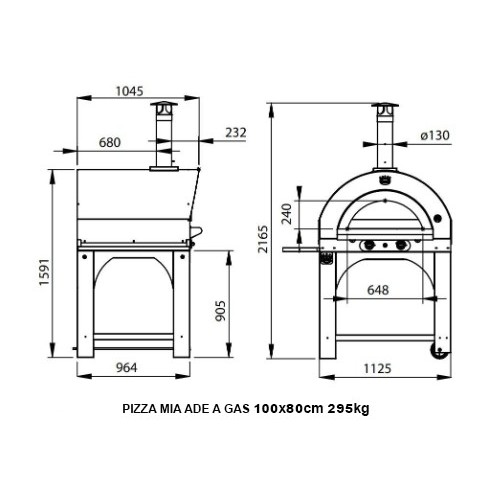 Pizza Mia - Forno a Gas Ade, 100X80, Ramato 