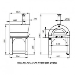 Pizza Mia - Forno a Gas Ade, 100X80, Ramato 