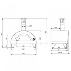 Pizza Mia - Forno a Legna Hermes, 60X40, Tetto Inox
