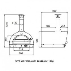Pizza Mia - Forno a Gas Estia, 60X60, Ramato