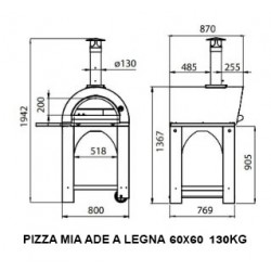Pizza Mia - Forno a Legna Ade, 60X60, Tetto Inox 304