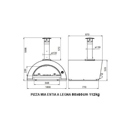 Pizza Mia - Forno a Legna Estia, 80X60, Rosso