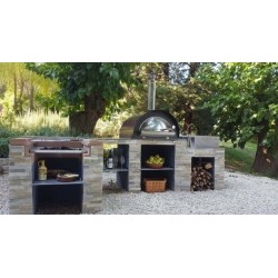 Pizza Mia - Forno a Legna Estia, 80X60, Tetto Inox 304