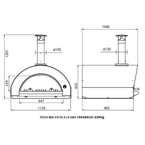 Pizza Mia - Forno a Legna Estia, 100X80, Ramato
