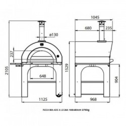 Pizza Mia - Forno a Legna Ade, 100X80, Tutto Inox 430