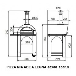 Pizza Mia - Forno a Legna Ade, 60X60, Antracite