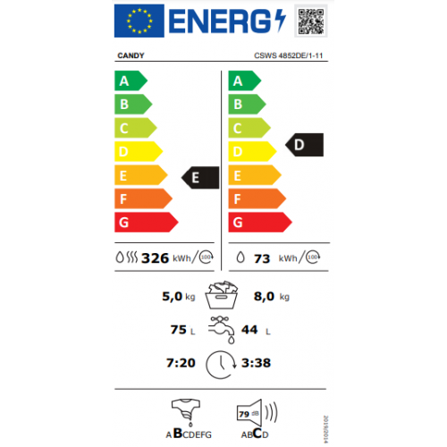 Candy CSWS 4852DE/1-11- Lavasciuga a Carica...