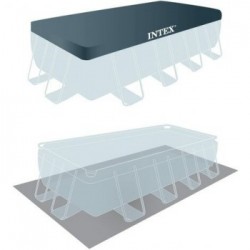 Intex 26792NP Metal Frame - Piscina Rettangolare Fuori Terra, 488x244x107 cm con Pompa Filtro, Scaletta, Telo Base e Copertura